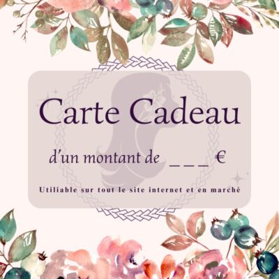 Carte cadeau Poe Ora avec encadrement floral, disponible pour un montant personnalisable, utilisable en boutique en ligne et sur les marchés. Cette image représente une élégante carte cadeau Poe Ora, encadrée par des illustrations florales délicates aux tons doux de rose, vert et beige. En arrière-plan, on distingue subtilement la silhouette d'une femme avec une fleur dans les cheveux, renforçant l’identité raffinée et artisanale de la marque. Le montant de la carte est personnalisable, ce qui permet aux bénéficiaires de choisir le bijou en perles de Tahiti qui correspond parfaitement à leurs envies. Cette carte cadeau Poe Ora peut être utilisée sur l’ensemble du site internet ainsi que lors des marchés où la marque est présente. Idéale pour un anniversaire, une occasion spéciale ou un simple geste de générosité, elle offre une grande flexibilité grâce à une validité illimitée. Offrir une carte cadeau Poe Ora, c’est offrir le luxe intemporel et naturel des perles de Tahiti.